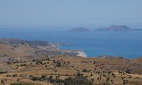 Blick auf Ligres Beach, Triopetra Beach, am &ouml;stlichen Ende in Richtung Pavlos